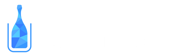 Flaschenkühler.de Logo (Blaue Flasche in blauem Flaschenkühler mit weißem Schriftzug)